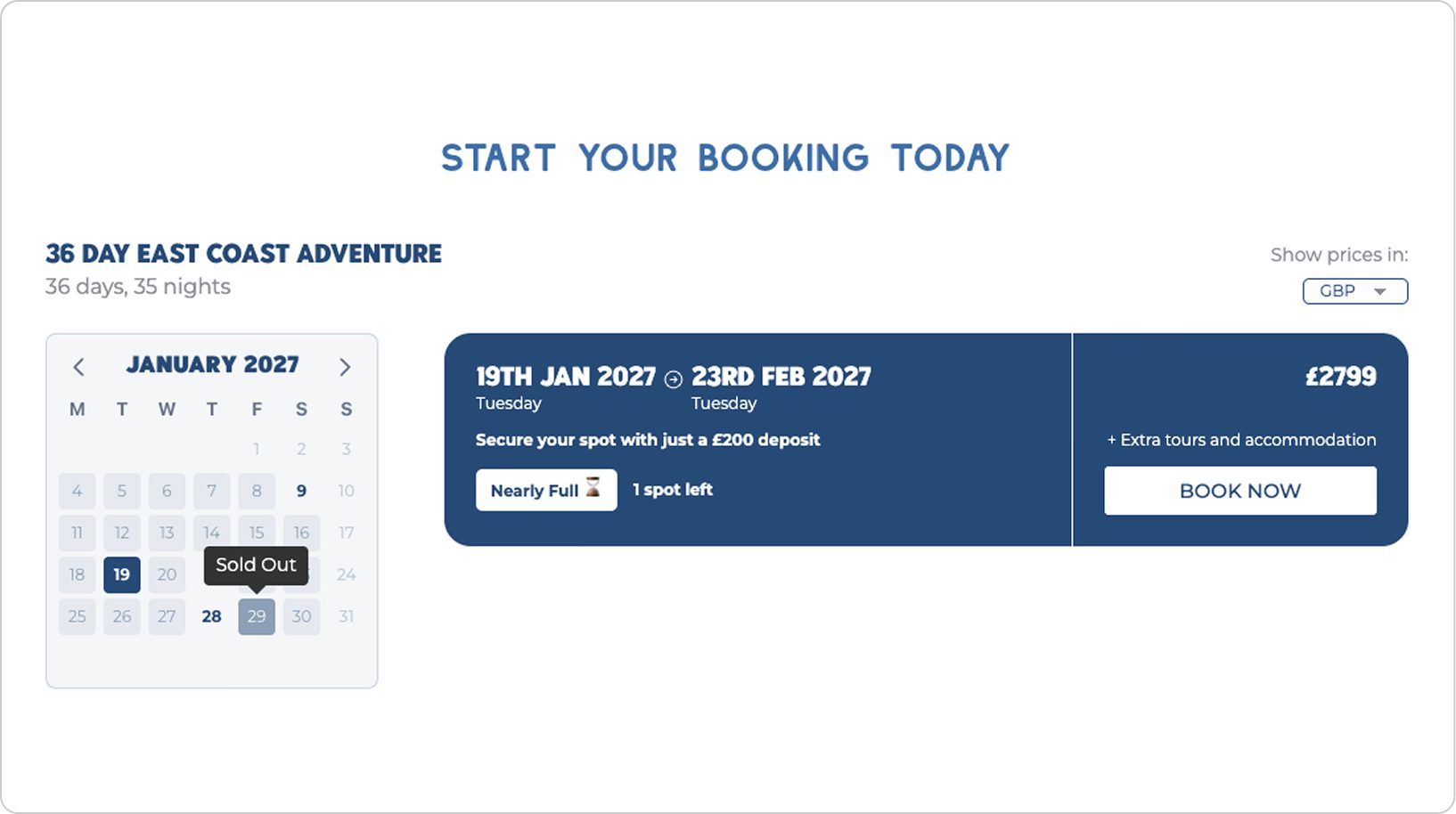 Availability Calendar 